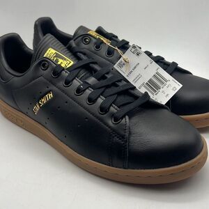 ADIDAS STAN SMITH Core Black Gum LEATHER casual ID1341 Shoes Men 10.5 NWB